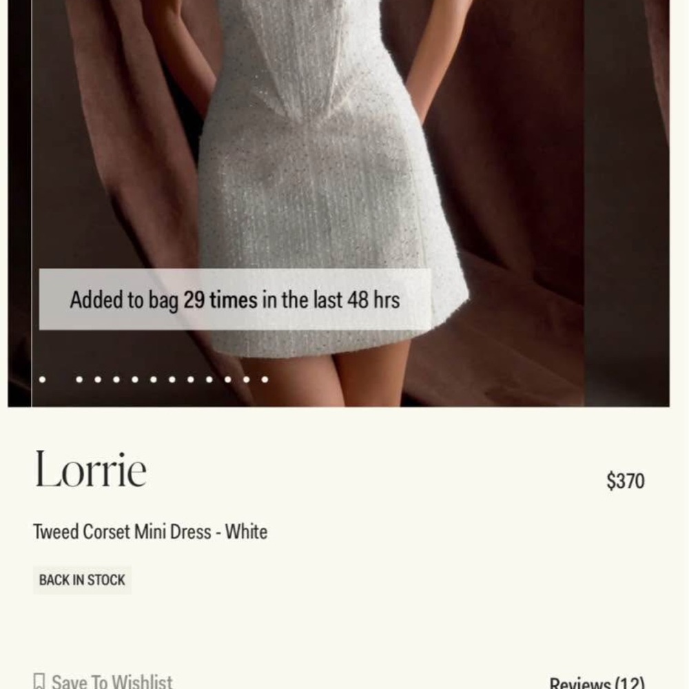Meshki Lorrie Tweed Basque Corset White Dress with Pearls Embelishments
LARGE - Picture 2 of 5